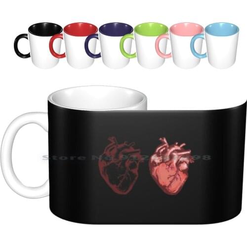 Two Hearts Ceramic Mugs Coffee Cups Milk Tea Mug Heart Feeling Music Movies Super Hero Creative Trending Vintage Gift Bottle Cup