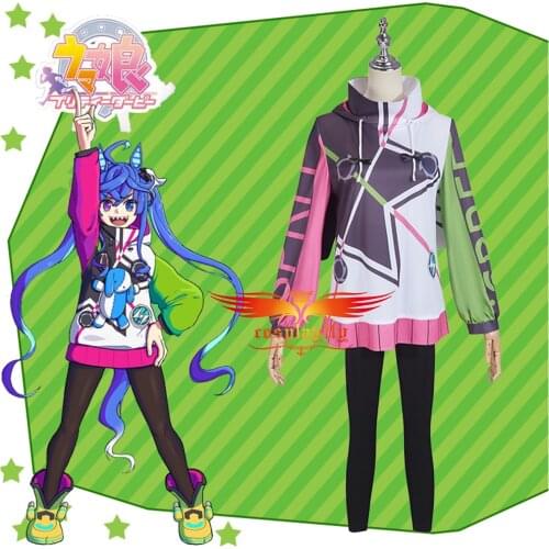 Anime Comic Umamusume Pretty Derby Twin Turbo Cosplay Costumes Women Men Hoodies Jacket with Ears Top Pants Headdress Halloween