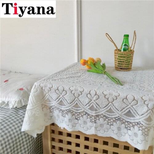 Round Beige Vintage Table Cloth Lace Decorative Rectangular Cafe Restaurant Literary Background Tablecloth Hollow Lace Placemat