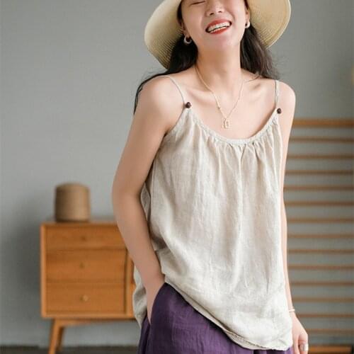 Camis for Women Tank Tops Lady Linen Slips 9 Color Vintage Clothes 2021 Summer New Sleeveless Solid Color Soft Female Moda Mujer