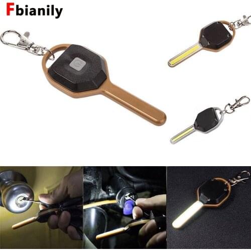 Mini LED Flashlight Light Mini Key Shape Keychain Lamp Torch Emergency Camping Light