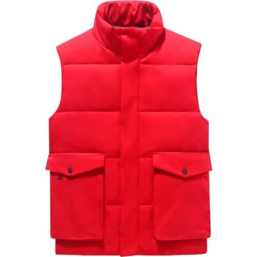 2021 Mens Stand Collar Casual Vest Youth Autumn and Winter Trends Thickening Stand Collar Cotton Vest