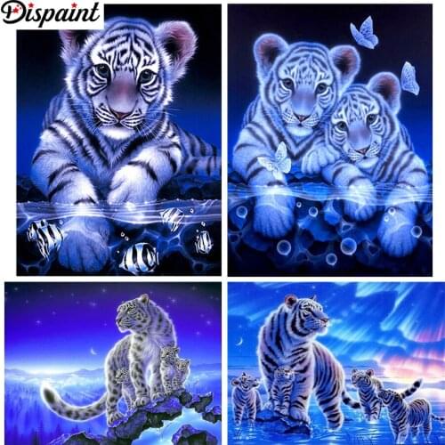 Dispaint Full Square/Round Drill 5D DIY Diamond Painting "Animals Old Tiger" 3D Embroidery Cross Stitch 5D Home Decor Gift