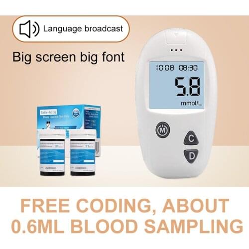 Safe-Accu Blood Sugar Monitor Kit Blood Glucose Monitor With Test Strips Needles Lancets Diabetes Glucometer Household Tester