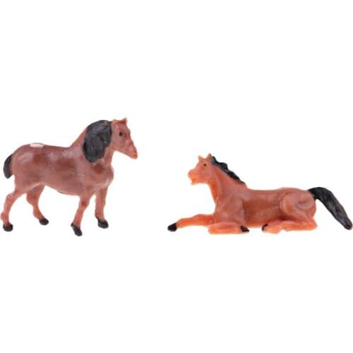 Wildlife Animal Figure Toy Set, 10pcs 1:87 Painted Horses Figurines for HO Scale Model Train Scenery Layout Miniature Landscape