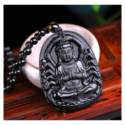Natural stone Quartz Crystal Black Obsidian Avalokitesva Lucky Head Lucky Amulet Pendant for diy Jewelry making necklace A34