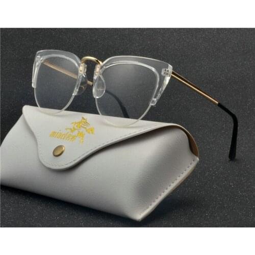 Oversized half frame square fashion transparent frame women optical reading glasses brand design men anti-fatigue glasses NX