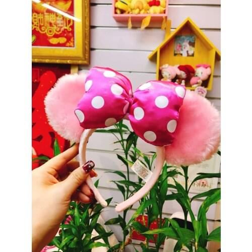 NEW Minnie mickey PINK dot EARS COSTUME Cosplay Plush Adult/Kids Headband Gift hongkong