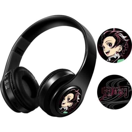 Japan Anime Demon Slayer Kamado Tanjirou Cute Wireless Bluetooth Headset Stereo Foldable Gaming Headphones Cosplay earphone Gift