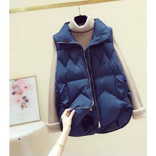 Autumn and winter new mid-length vest solid color vest waistcoat jacket short outer wear cold-proof loose