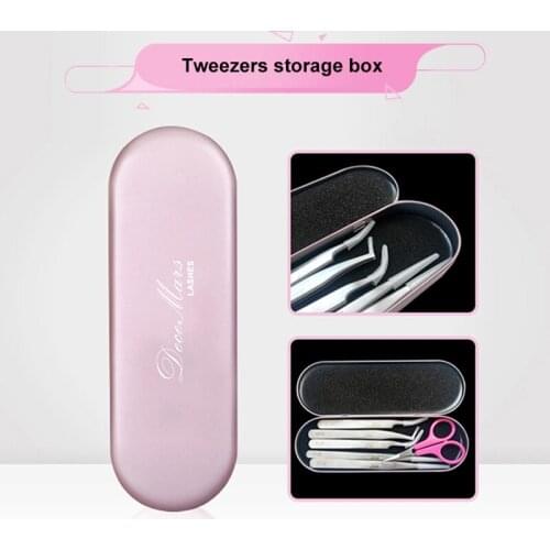 Portable Eyelash Tweezers Storage Box Planting Eyelash Extension Tool Clip Protection Exquisite Tinplate Storage Box Makeup
