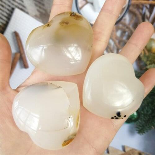 Natural White Agate Heart Natural Stones And Minerals Quartz Crystals Spiritual Healing Chakra As Gift 43-45MM Reiki Energy