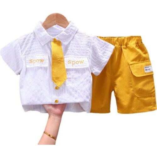Summer Baby Boys Gentleman Clothes Children Cotton Shirt Shorts 2Pcs/Set Toddler Casual Costume Infant Clothing Kids Tracksuits