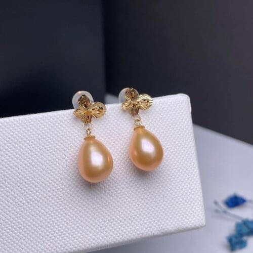 Shilovem 18k yellow gold Natural freshwater pearls Drop Earrings fine Jewelry women trendy anniversary gift myme8-9011111zz