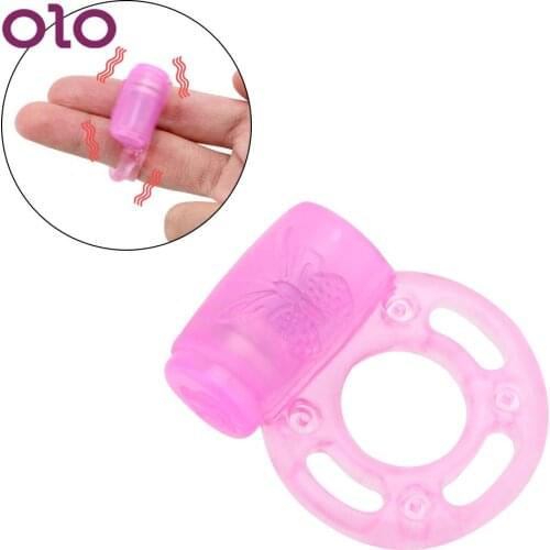 OLO Silicone Vibrating Cock Ring Clit Stimulator Delay Ejaculation Penis Ring Vibrator Sex Toys for Men Couple