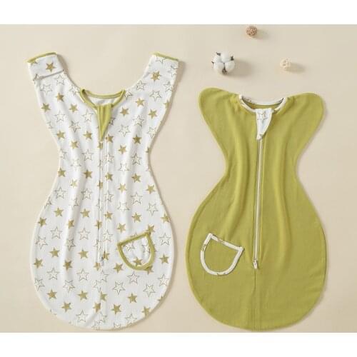 2 PC Baby Boys Girls 100% Cotton Breathable Sleeping Bag Unisex Wrap Blanket Sleeping Bag Portable Blanket Suitable Baby Shower