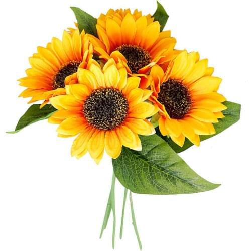 1 Bunch Wedding Bridal Bouquet Simulation Sunflower Bouquet Wedding Decoration Flowers Sunflower Handicraft Ornaments