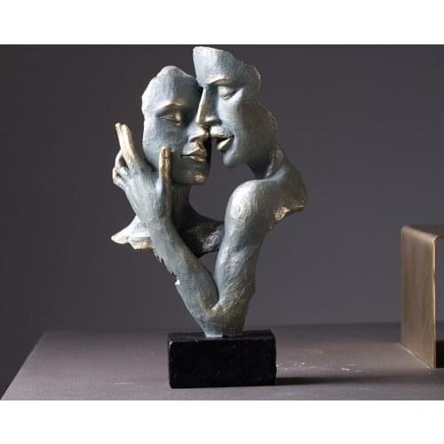 Creative Abstract Face Art Decoration Resin Crafts Retro Golden Figure Sculpture Office Living Room Home Decoration Accessories