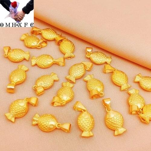 OMHXFC Jewelry Wholesale YM1488 European Fashion Fine Woman Girl Party Birthday Wedding Gift Cute Fish 24KT Gold Pendant Charm
