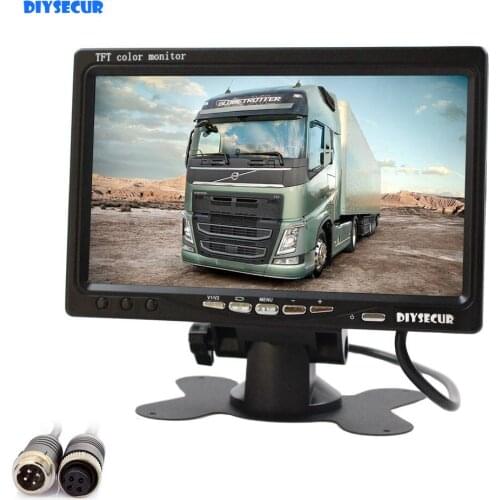 DIYSECUR 7 Inch TFT LCD Color Monitor Rear View Mirror Monitor Car Monitor with 2 x 4PIN Video Input