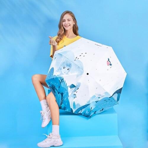 Anime Umbrella Fashion Folding Umbrella Womens Rain Umbrellas Mini Umbrella Pocket Parasol Girl Protection Street Sun Umbrella