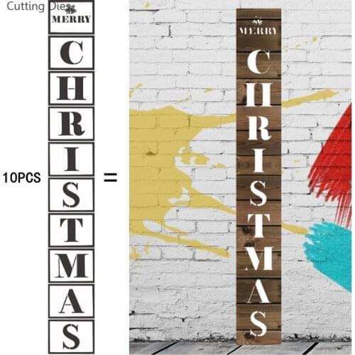 10Pcs/lot Happy Merry Christmas Layering Stencils For Walls Painting Embossing Paper Card Decorative Stamp Template
