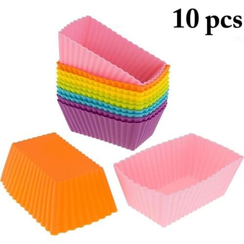 Random Color Silicone Baking Cup 10PCS Reusable Nonstick Muffin Mold Cupcake Liner Cake Mold Small Cake Mold Baking Tool