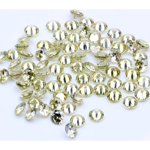 1000pcs AAAAA+ 1mm-4mm Light Yellow CZ Stone Round Cut Beads Cubic Zirconia Synthetic Gems For DIY Craft 3D Jewelry Decorations