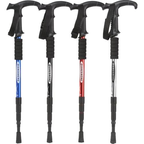 2PCS Trekking Poles 4-Section T-Shaped Handle Telescopic Trekking Poles Aluminum Alloy Telescopic Cane Walking Sticks Outdoor