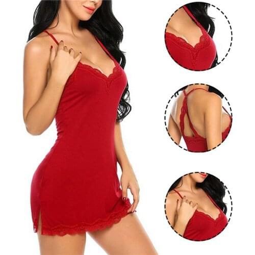 2021 Summer Sexy Lingerie Sleepwear Women Fashion Women Silk Satin Nightgown Babydoll Lace Mesh Nightwear S-2Xl