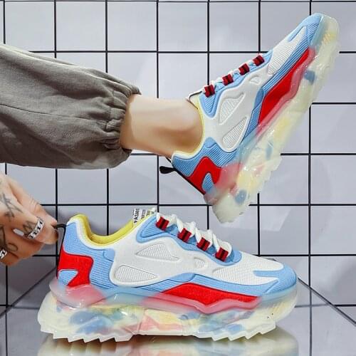 2021 Summer Comfort Clunky Sneakers Popcorn Jelly Light Running Shoe for Men Rubber EVA Breathable Mesh Casual Mixed Colors