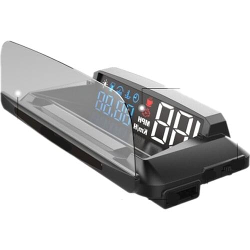 3.7" Car HUD OBD Dashboard Mirror Head Up Smart Display Clear Speedometer Driving Time Clock Mileage Case Cover Warning Alarm