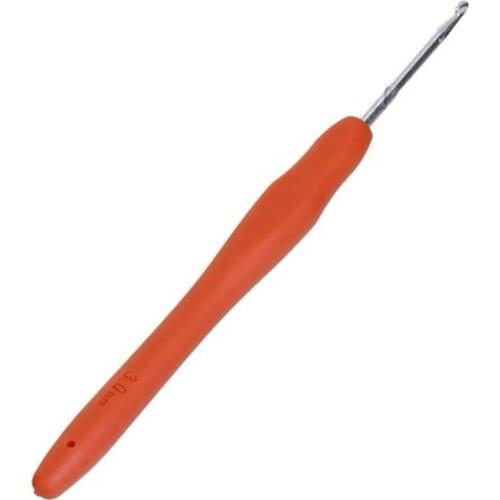3mm TPR Aluminum Crochet Hooks Hand Sewing Needles Grip Orange Soft Rubber Handle Yarn Knitting 13.7 x1.1cm(5 3/8"x3/8'), 2PCs