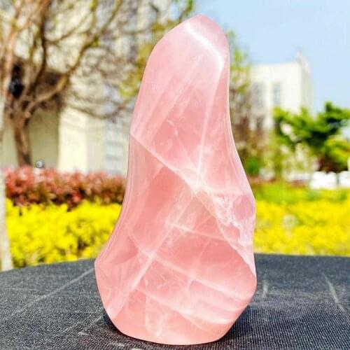 358g natural pink crystal flame quartz crystal free form mineral sample