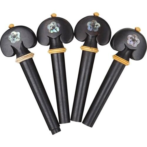 4 pcs 3/4 4/4 Violin Tuning Pegs Fiddle Black Ebony Violin Tuning Pegs Replacement Set Replace the Old