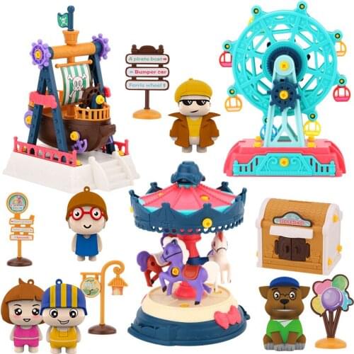 7 DIY Scenes Ferris Wheel Pirate Ship Carousel Assembled Building Blocks Early Education Puzzle Only Assembled Christmas Gifts