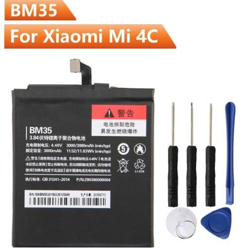 Xiao Mi Original BM35 Battery For Xiaomi 4C Mi4c BM35 Genuine Replacement Phone Battery 3080mAh With Free Tools