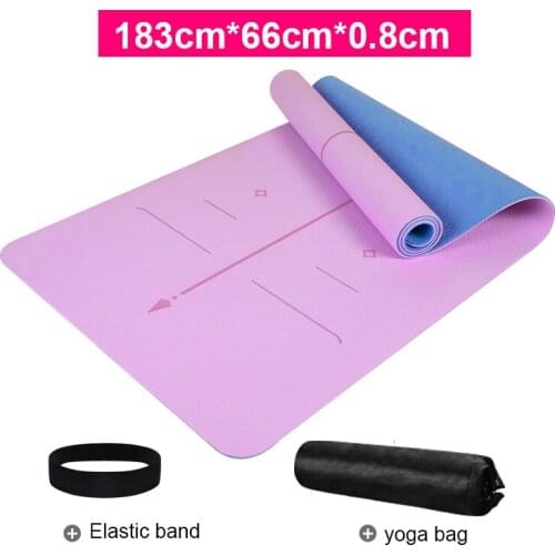 TPE Two-color Yoga Mat Three-piece Set with Positioning Line for Beginners Non-slip and Tasteless Widening Pilates 183*66*0.8cm