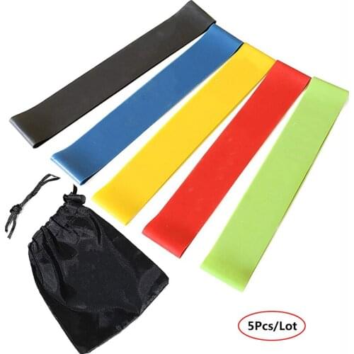5PCS/Set Resistance Loop Exercise Bands With Carry Bag Elastic Workout Bands For Yoga Home Fitness Crossfit Strength Training