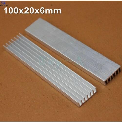 Gdstime 2pcs 100x20x6mm Silver Aluminum Heatsink for LED Heat Sink Radiator Cooling 100mm x 20mm x 6mm