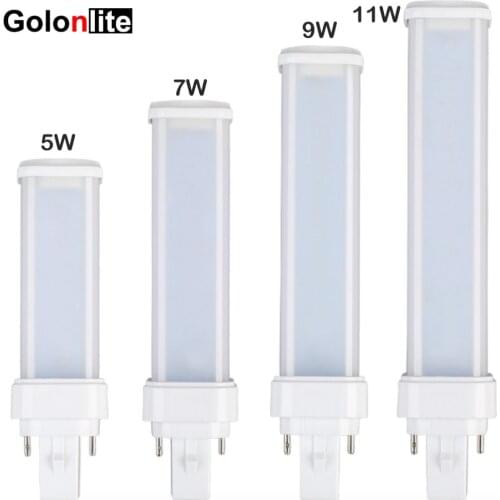 Golonlite G24 4 pin led plc light 11W 9W 7W 5W LED PL lamp G24q-3 g24d-3 Gx23-2 G23-2 E27 E26 replace CFL CE 110V 120V 230V