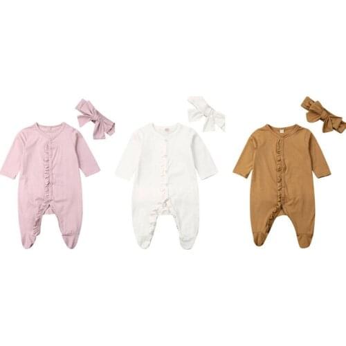 Casual Newborn Kids Infant Baby Boy Girl Cotton Romper Jumpsuit Clothes Outfit Sleeping Pantyhose Clothes With 0-12M