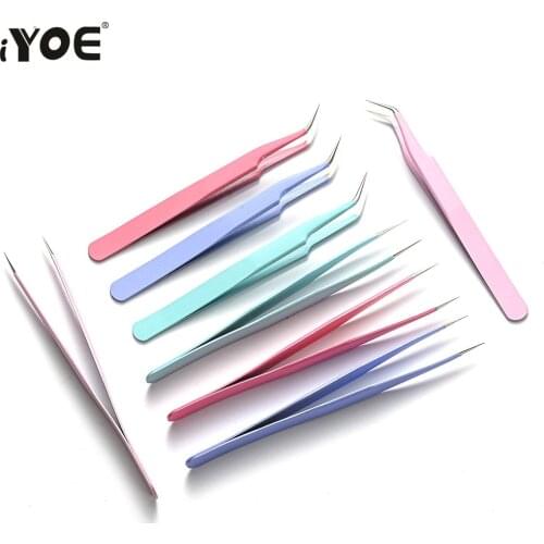 IYOE 13 Color Stainless Steel Tweezers Easy Jewelry Making Tools Pick Up Tools Maintenance Tool Curved Straight Tweezers Repair