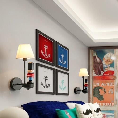 Creative New Living Room Childrens Room Decorative Wall Lamps Boy Bedroom Bedside Light Simple Study Bedroom Cartoon Wall Light