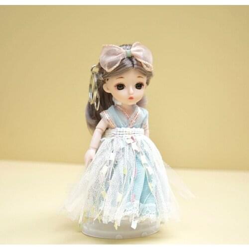 2021 New BJD Doll 13 Joints Movable Hanging School Bag Key Fashionable Cute Doll 3D Eyes Girl Toys Gifts 16 Cm Keychain Dolls