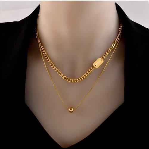316L stainless steel no fading MOM necklace light luxury high sense original design transfer ball clavicle chain