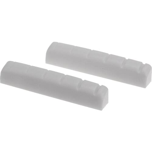 Musiclily Pro Urea Resin Plastic Slotted 44mm Electric Guitar LP Nuts Flat Bottom for 6-string Les Paul Guitar, White (Set of 2)