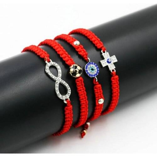 Minimalism Evil Eye Crosses Football 8 Infinity Bracelet Men Women Red Rope Thread Cords Bracelets For Lovers' Jewelry Feminina