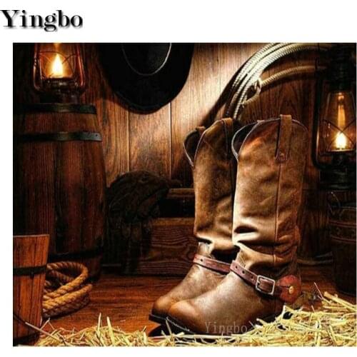 DIY 5D Diamond Painting Cowboy Boots Hat Farm Diamond Mosaic Kit Paint with Diamonds Embroidery Cross Stitch Home Decor Gift