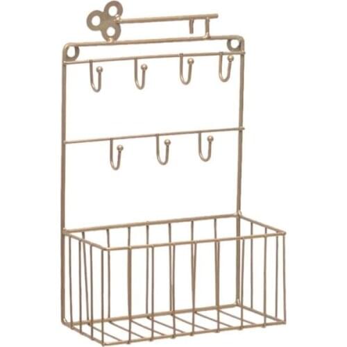 Wall Mounted Mail and Key Holder 7 Hook Rack Organizer Pocket and Letter Sorter for Entryway Kitchen Home Office Decor
